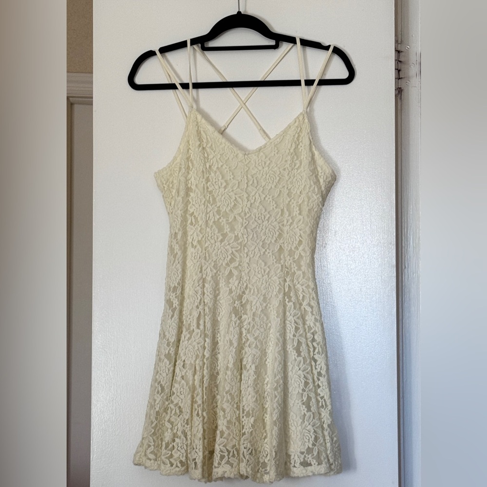 American Eagle Cream Lace Strappy A-Line Dress | NWT | size medium